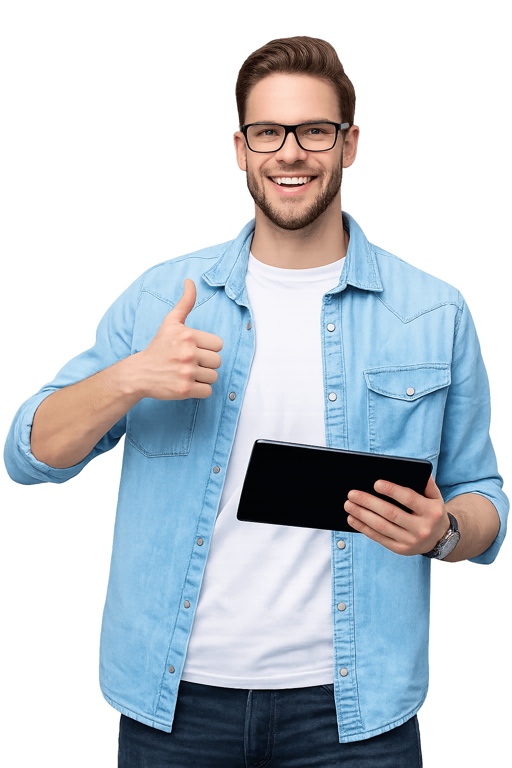 Profissional com tablet